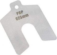 Precision Brand - 10 Piece, 3 Inch Long x 75 mm Wide x 0.03 mm Thick, Slotted Shim Stock - Stainless, 7/8 Inch Wide Slot - A1 Tooling