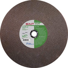 Sait - 14" 24 Grit Silicon Carbide Cutoff Wheel - 1/8" Thick, 20mm Arbor, 5,460 Max RPM, Use with Portable Tools - A1 Tooling