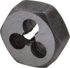 Interstate - M3.5x0.60 Metric Coarse Thread, 19/32" Hex, Right Hand Thread, Hex Rethreading Die - Carbon Steel, 1/4" Thick - Exact Industrial Supply