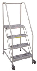 PW Platforms - 5 Step, 80 Inch Overall Height, Grip Strut Tread, Tilt and Roll Safety Ladder - 350 Lb. Load Capacity, 50 Inch Platform Height, 28 Inch Base Width x 43 Inch Base Depth - A1 Tooling