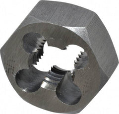 Interstate - 5/16-24 UNF Thread, 11/16" Hex, Right Hand Thread, Hex Rethreading Die - High Speed Steel, 5/16" Thick - Exact Industrial Supply