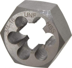 Interstate - 3/4-16 UNF Thread, 1-7/16" Hex, Right Hand Thread, Hex Rethreading Die - High Speed Steel, 3/4" Thick - Exact Industrial Supply