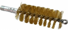 Schaefer Brush - 4-1/2" Brush Length, 1-3/4" Diam, Double Stem, Single Spiral Tube Brush - 8" Long, Brass, 1/4" NPSM Male Connection - A1 Tooling