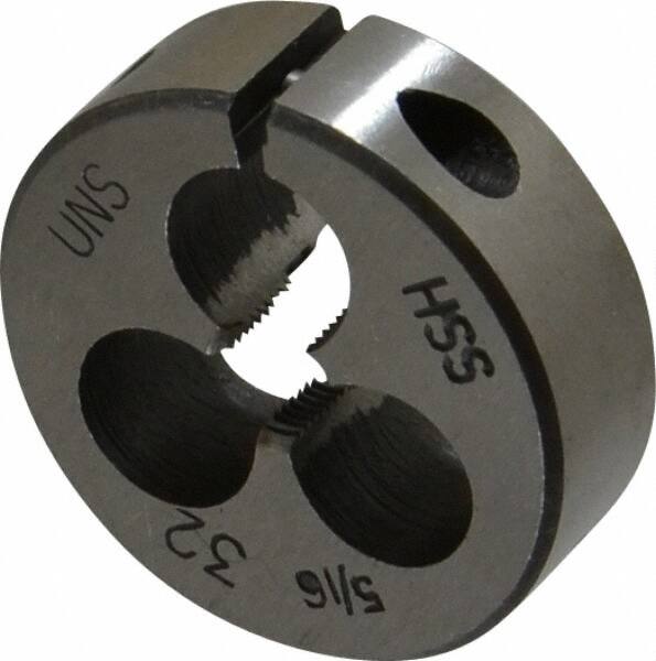 Interstate - 5/16-32 UNEF Thread, 1-1/2" Outside Diam High Speed Steel Round Die - Right Hand Thread, Adjustable - Exact Industrial Supply