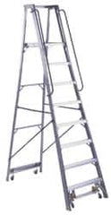 Louisville - 96" 8 Step Ladder - Rolling Platform Ladder, 300 Lb Capacity, 8" Platform Height, 30-1/4" Base Width x 65-3/4" Base Depth - A1 Tooling