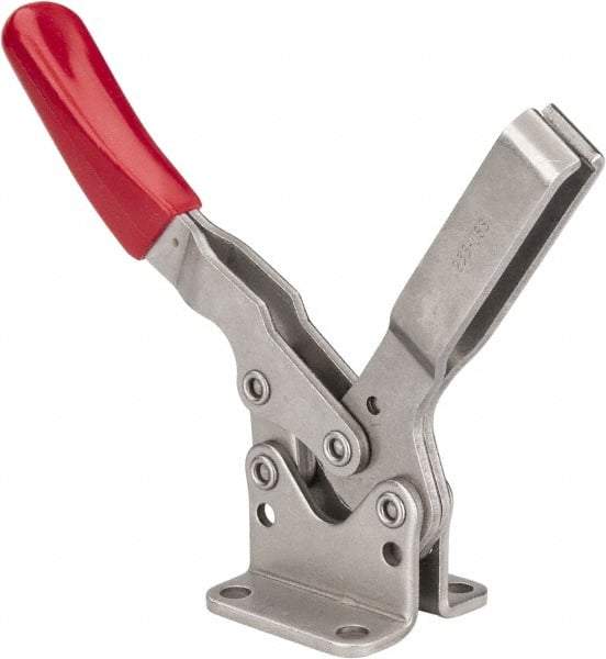 De-Sta-Co - 850 Lb Holding Capacity, Horizontal Handle, Manual Hold Down Toggle Clamp - 70° Handle Movement, 92° Bar Opening, U-Bar, Flanged Base, Electro-Plated Zinc, Stainless Steel - A1 Tooling