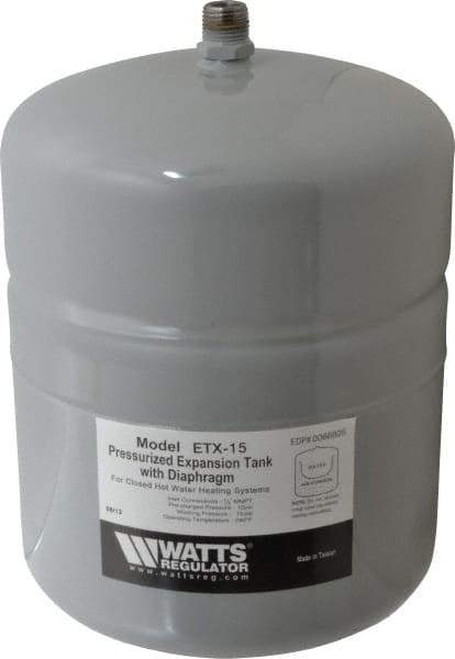 Watts - 1.0 Gallon Capacity, 2.1 Gallon Tank, 8 Inch Diameter, 12-1/2 Inch High, 1/2 Inch Port, Expansion Tank - Steel, Polymer Coating - A1 Tooling