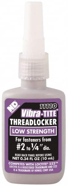 Vibra-Tite - 10 mL Bottle, Purple, Low Strength Liquid Threadlocker - Series 111, 24 hr Full Cure Time, Hand Tool Removal - A1 Tooling