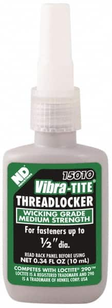 Vibra-Tite - 10 mL Bottle, Green, Medium Strength Liquid Threadlocker - Series 150, 24 hr Full Cure Time - A1 Tooling