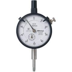 Mitutoyo - 10mm Range, 0-100 Dial Reading, 0.01mm Graduation Dial Drop Indicator - 57mm Dial, 1mm Range per Revolution, 0.013mm Accuracy, Revolution Counter - A1 Tooling