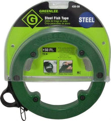 Greenlee - 50 Ft. Long x 1/8 Inch Wide, 3/64 Inch Thick, Steel Fish Tape - 400 Lb. Pulling Strength, Includes Case - A1 Tooling