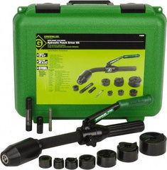 Greenlee - 11 Piece, 1/2 to 2" Punch Hole Diam, Hydraulic Punch Driver Kit - Round Punch, 10 Gage Mild Steel - A1 Tooling