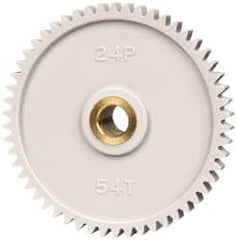 Made in USA - 24 Pitch, 2-1/4" Pitch Diam, 2.333" OD, 54 Tooth Spur Gear - 1/4" Face Width, 5/16" Bore Diam, 43/64" Hub Diam, 20° Pressure Angle, Acetal - A1 Tooling