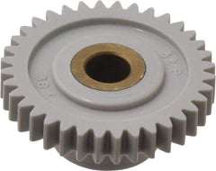 Made in USA - 32 Pitch, 1-1/8" Pitch Diam, 1-3/16" OD, 36 Tooth Spur Gear - 3/16" Face Width, 1/4" Bore Diam, 39/64" Hub Diam, 20° Pressure Angle, Acetal - A1 Tooling