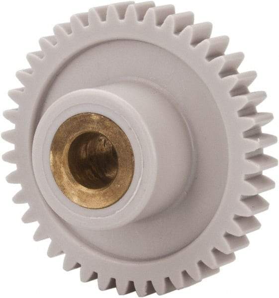 Made in USA - 32 Pitch, 1-1/4" Pitch Diam, 1-5/16" OD, 40 Tooth Spur Gear - 3/16" Face Width, 1/4" Bore Diam, 39/64" Hub Diam, 20° Pressure Angle, Acetal - A1 Tooling