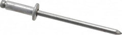 Marson - Button Head Aluminum Open End Blind Rivet - Aluminum Mandrel, 0.188" to 1/4" Grip, 1/4" Head Diam, 0.129" to 0.133" Hole Diam, 0.4" Length Under Head, 1/8" Body Diam - A1 Tooling