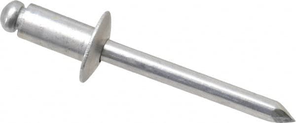 Marson - Button Head Aluminum Open End Blind Rivet - Aluminum Mandrel, 0.126" to 1/4" Grip, 1/2" Head Diam, 0.257" to 0.261" Hole Diam, 1/2" Length Under Head, 1/4" Body Diam - A1 Tooling