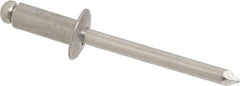 Marson - Button Head Aluminum Open End Blind Rivet - Aluminum Mandrel, 0.251" to 3/8" Grip, 1/2" Head Diam, 0.257" to 0.261" Hole Diam, 5/8" Length Under Head, 1/4" Body Diam - A1 Tooling