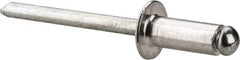 Marson - Button Head Aluminum Open End Blind Rivet - Steel Mandrel, 3/16" to 1/4" Grip, 3/8" Head Diam, 0.192" to 0.196" Hole Diam, 0.45" Length Under Head, 3/16" Body Diam - A1 Tooling