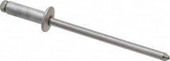 Marson - Button Head Aluminum Open End Blind Rivet - Steel Mandrel, 3/16" to 1/4" Grip, 1/4" Head Diam, 0.129" to 0.133" Hole Diam, 0.4" Length Under Head, 1/8" Body Diam - A1 Tooling