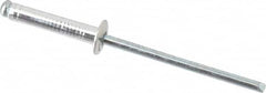 Marson - Button Head Aluminum Open End Blind Rivet - Steel Mandrel, 0.376" to 1/2" Grip, 1/4" Head Diam, 0.129" to 0.133" Hole Diam, 0.65" Length Under Head, 1/8" Body Diam - A1 Tooling