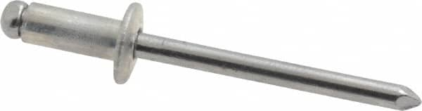 Marson - Button Head Aluminum Open End Blind Rivet - Steel Mandrel, 3/16" to 1/4" Grip, 3/8" Head Diam, 0.192" to 0.196" Hole Diam, 0.45" Length Under Head, 3/16" Body Diam - A1 Tooling