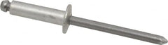 Marson - Button Head Aluminum Open End Blind Rivet - Steel Mandrel, 0.376" to 1/2" Grip, 3/8" Head Diam, 0.192" to 0.196" Hole Diam, 0.7" Length Under Head, 3/16" Body Diam - A1 Tooling