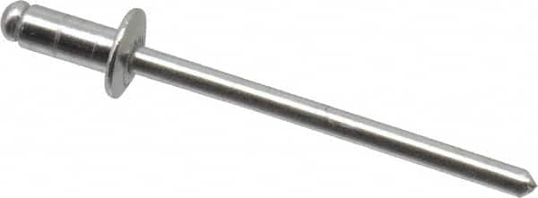 Marson - Button Head Aluminum Open End Blind Rivet - Aluminum Mandrel, 1/32" to 1/8" Grip, 1/4" Head Diam, 0.129" to 0.133" Hole Diam, 0.275" Length Under Head, 1/8" Body Diam - A1 Tooling