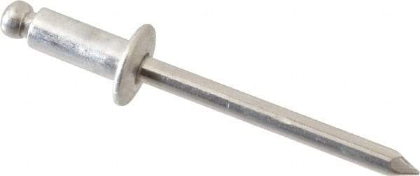 Marson - Button Head Aluminum Open End Blind Rivet - Aluminum Mandrel, 3/16" to 1/4" Grip, 3/8" Head Diam, 0.192" to 0.196" Hole Diam, 0.45" Length Under Head, 3/16" Body Diam - A1 Tooling