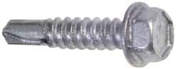 Buildex - #12, Hex Washer Head, Hex Drive, 4" Length Under Head, #3 Point, Self Drilling Screw - Steel - A1 Tooling