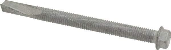 Buildex - 1/4", Hex Washer Head, Hex Drive, 3" Length Under Head, #5 Point, Self Drilling Screw - Steel - A1 Tooling