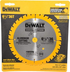 DeWALT - 6-1/2" Diam, 5/8" Arbor Hole Diam, 36 Tooth Wet & Dry Cut Saw Blade - Carbide-Tipped, Standard Round Arbor - A1 Tooling