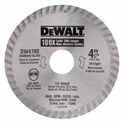 DeWALT - 4" Diam, 7/8" Arbor Hole Diam, Wet & Dry Cut Saw Blade - Diamond-Tipped, Standard Round Arbor - A1 Tooling