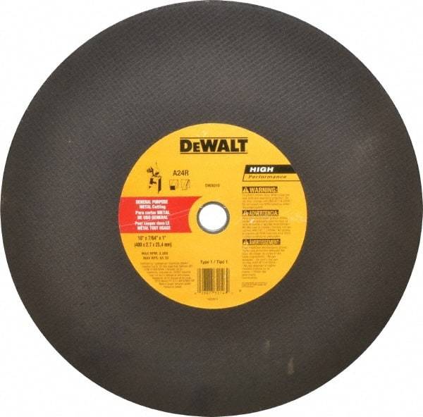 DeWALT - 16" Aluminum Oxide Cutoff Wheel - 7/64" Thick, 1" Arbor, 3,800 Max RPM, Use with Stationary Tools - A1 Tooling