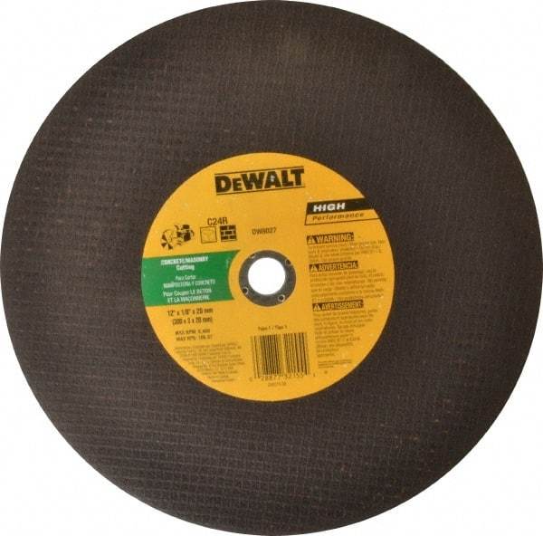 DeWALT - 12" Silicon Carbide Cutoff Wheel - 1/8" Thick, 20mm Arbor, 6,400 Max RPM, Use with Circular Saws - A1 Tooling