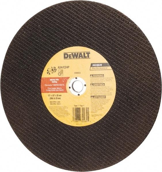 DeWALT - 12" Aluminum Oxide/Silicon Carbide Blend Cutoff Wheel - 1/8" Thick, 20mm Arbor, 6,400 Max RPM, Use with Circular Saws - A1 Tooling