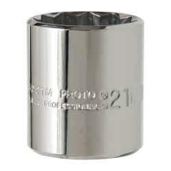 Proto - 3/8" Drive, Standard Hand Socket - 12 Points, 1-3/16" OAL, Chrome Vanadium, Chrome Finish - A1 Tooling