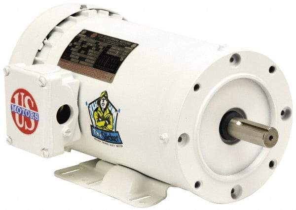 US Motors - 7-1/2 hp, TEFC Enclosure, No Thermal Protection, 1,760 RPM, 208-230/460 Volt, 60 Hz, Three Phase Energy Efficient Motor - Size 213TC Frame, Rigid Mount, 1 Speed, Ball Bearings, 20.1-18.3/9.1 Full Load Amps, F Class Insulation, Reversible - A1 Tooling