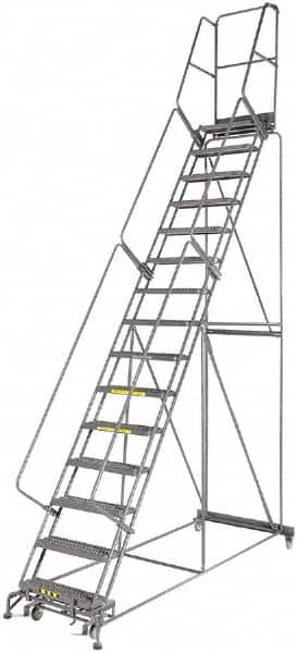 Ballymore - 192" 15 Step Ladder - 350 Lb Capacity, 150" Platform Height, 42" Base Width x 108" Depth, Grip Strut - A1 Tooling