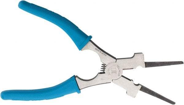 Harris Products - 8-1/2" OAL, 1-3/4" Jaw Length, Long Nose Side Cutting Welder's Pliers - Serrated Jaw, Needle Nose Head, Insulated Handles, with Spring - A1 Tooling