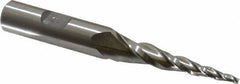 Made in USA - 5° Taper Angle per Side, 3/32" Small End Diam, 1-3/4" LOC, High Speed Steel 3 Flute Tapered Square End Mill - 3-1/2" OAL, 1/2" Shank Diam, Spiral Flute - A1 Tooling