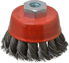 Value Collection - 2-3/8" Diam, M10x1.50 Threaded Arbor, Steel Fill Cup Brush - 0.0137 Wire Diam, 12,500 Max RPM - A1 Tooling