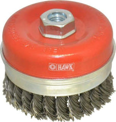 Value Collection - 4" Diam, 5/8-11 Threaded Arbor, Steel Fill Cup Brush - 0.0314 Wire Diam, 8,500 Max RPM - A1 Tooling