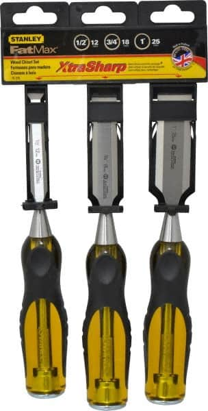 Stanley - 3 Piece Wood Chisel Set - 9" OAL, Sizes Included 1/2 to 1" - A1 Tooling