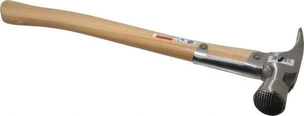 Stanley - 1-3/8 Lb Head, Straight Framing Hammer - 18" OAL, 1-1/2" Face Diam, Checkered Face, Wood Handle - A1 Tooling