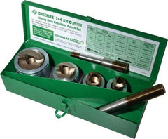 Greenlee - 7 Piece, 22.5 to 43.2mm Punch Hole Diam, Hydraulic Knockout Set - Round Punch, 10 Gage Mild Steel - A1 Tooling