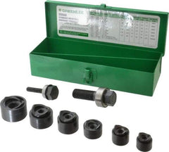 Greenlee - 15 Piece, 3/4 to 1-1/2" Punch Hole Diam, Manual Standard Punch Kit - Round Punch, 16 Gage Mild Steel - A1 Tooling