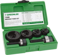 Greenlee - 11 Piece, 1/2 to 1-1/4" Punch Hole Diam, Manual Knockout Set - Round Punch, 10 Gage Mild Steel - A1 Tooling