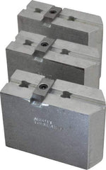 Abbott Workholding Products - 8" & Up Chuck Capacity, Tongue & Groove Attachment, Square Soft Lathe Chuck Jaw - 3 Jaws, Aluminum, 1-3/4" Btw Mount Hole Ctrs, 4" Long x 1-1/2" Wide x 3" High, 5/16" Groove, 3/8" Fastener - A1 Tooling