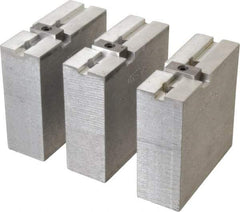 Abbott Workholding Products - 8" & Up Chuck Capacity, Tongue & Groove Attachment, Square Soft Lathe Chuck Jaw - 3 Jaws, Aluminum, 1-3/4" Btw Mount Hole Ctrs, 4" Long x 1-1/2" Wide x 4" High, 5/16" Groove, 3/8" Fastener - A1 Tooling